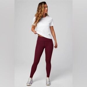 NWT- Fabletics PureLuxe HW Pocket Full length Leggings -MERLOT (27” inseam)